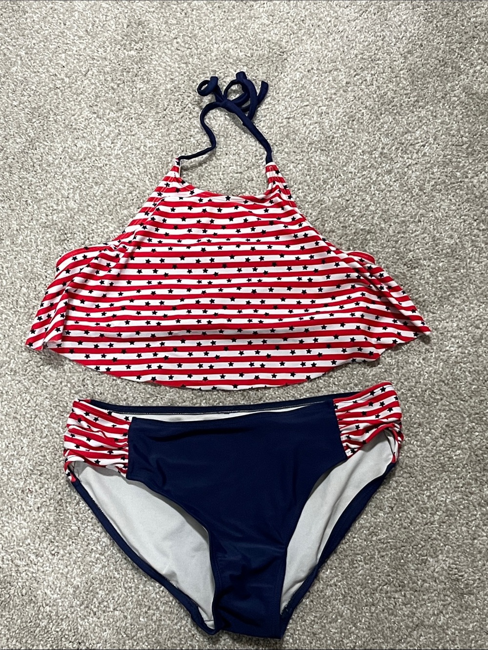 Kids Navy & Red Star Stripe Two-Piece Swim Set